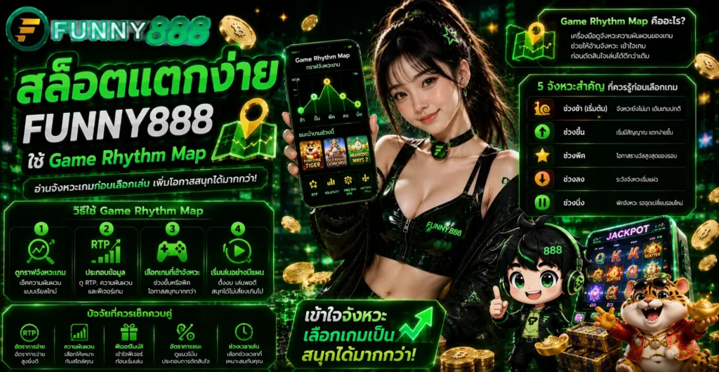 สล็อตแตกง่าย funny888 ใช้ Game Rhythm Map อ่านจังหวะเกมก่อนเลือกเล่น